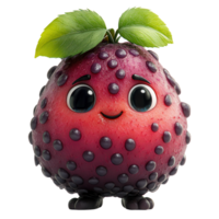 Cute stylized fruit character with big eyes and playful expression standing on a plain background while showcasing vivid colors and a joyful demeanor isolated on transparent background png