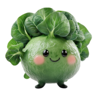 Vegetable character with cute expression and leafy green top on a white background isolated on transparent background png
