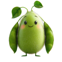 Cute green character with leafy ears and cheerful expression, embodying fun and creativity isolated on transparent background png