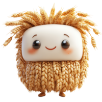 Cute character with wheat hair and cheerful expression standing in a bright setting with a friendly aura isolated on transparent background png