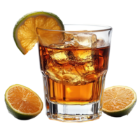 refrescante cóctel servido en un vaso con hielo y agrios guarnaciones en un limpiar antecedentes aislado en transparente antecedentes png