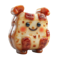 Cute and quirky character resembling bacon on a white background for food-themed illustration isolated on transparent background png