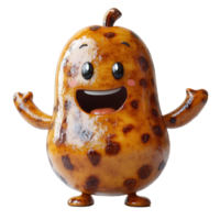 Cute cartoon character with a cheerful expression in an animated style, showcasing playful design and vibrant colors isolated on transparent background png