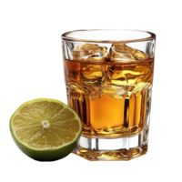 Enjoying a refreshing drink with lime garnish and ice in a glass on a sunny day isolated on transparent background png