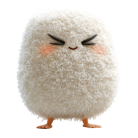 Cute fluffy character with a joyful expression standing on its small legs in a playful pose isolated on transparent background png