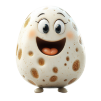 Happy cartoon character with a friendly expression, shaped like an egg, stands cheerfully on a plain background isolated on transparent background png