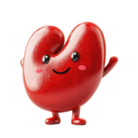 Cheerful red bean character waving with a smile in a playful and colorful setting isolated on transparent background png