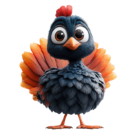Colorful animated bird character with large eyes and vibrant feathers in a playful pose isolated on transparent background png