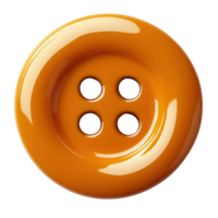 Bright orange four-hole button on a white background showcasing its glossy finish and unique design features isolated on transparent background png