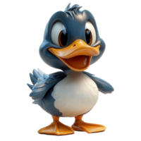 Cartoon duck character smiling joyfully, showcasing vibrant colors and charming features in a playful design style isolated on transparent background png
