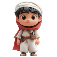 Character in traditional attire standing confidently with a cheerful expression in a cultural setting isolated on transparent background png
