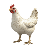White hen stands proudly against a plain background showcasing its feathers and distinctive features isolated on transparent background png