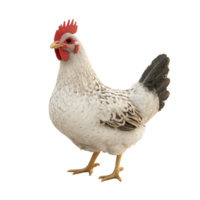 Detailed depiction of a hen standing on a plain background showcasing its unique features and colors in vivid detail isolated on transparent background png
