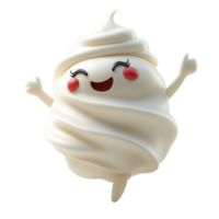 Whimsical cartoon character with a joyful expression celebrating in a playful pose isolated on transparent background png