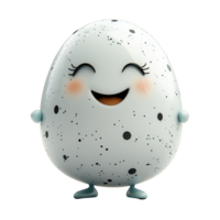 Unique smiling character designed as an egg with speckles and joyful expression, showcasing a whimsical design approach isolated on transparent background png