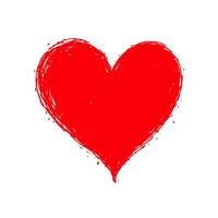 Bold hand-drawn red heart with rough sketchy style, displayed on a clean white background. Valentine's day illustration. vector