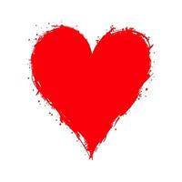 Bright red heart with artistic splatter detailing, painted style, isolated on a white background, symbolizing love and creativity. Valentine's day illustration. vector