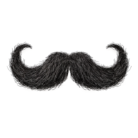 Large Black Handlebar Mustache on White Background png