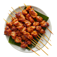 Delicious Grilled Chicken Satay on Skewers png