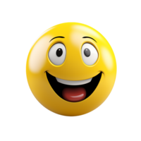 Happy yellow emoticon 3D rendering joyful expression digital art png