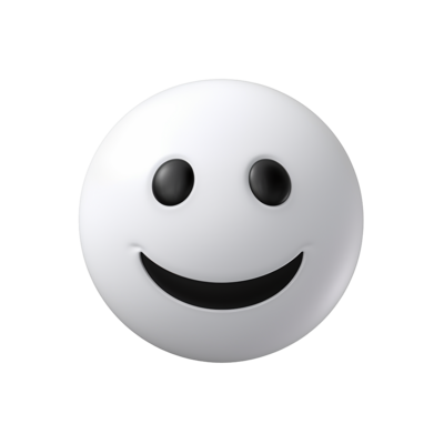 A happy smile　画像5.6及び7.8　白B　黒B　各1台 Happy emoticon white face black eyes smile 3D render