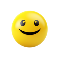 Happy yellow emoticon 3D rendering joyful expression positive mood smile face png