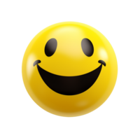 Happy yellow smiley face emoticon joyful cheerful expression 3D rendering png