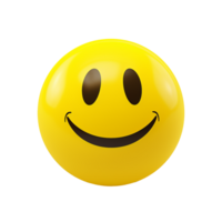 Happy yellow smiley face emoticon cheerful emoji joyful expression positive vibes 3D rendering png