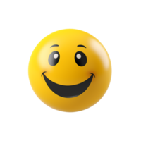 Happy yellow emoticon smiling face cheerful joyful expression positive mood 3D render png