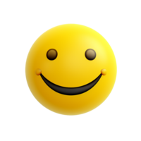 Happy yellow emoticon smiling face cheerful emoji positive expression joyful mood good vibes 3D render png