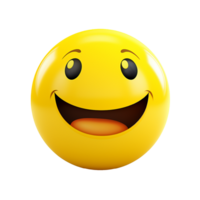 Happy yellow emoticon smiling broadly joyful expression 3D rendering png