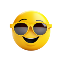 Happy emoticon wearing sunglasses joyful expression summer vibes cool face emoji 3D render png