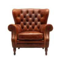 Elegant leather armchair in warm tones for cozy spaces png