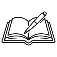 Classic Book and Pen Line Art Design vector