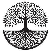 Graceful Tree of Life Silhouette with Winding Branches vector