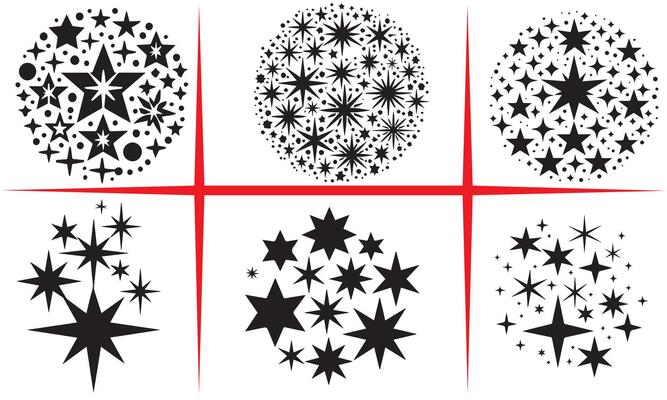 Shimmering Star Cluster Silhouette Design Set