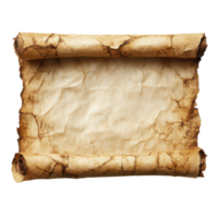 Aging parchment scroll with rustic edges and warm tones png