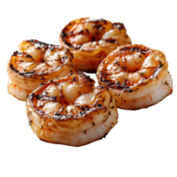 Grilled shrimp skewers served on a white plate at sunset png