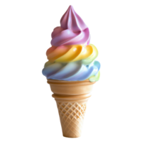 Delicious Rainbow Ice Cream Cone on White Background for Summer Treats png