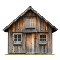 Charming Rustic Wooden House with White Background for Home and Design Projects png
