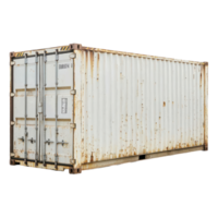 White Cargo Container Against a Bright Background for Shipping and Logistics Purposes, isolated on transparent background, Format png