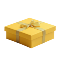 Yellow Gift Box Isolated on a White Background for Celebrations and Promotions, isolated on transparent background, Format png