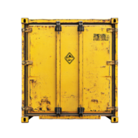 Yellow Cargo Container on White Background for Shipping and Logistics Use, isolated on transparent background, Format png