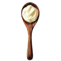 Healthy Yogurt in a Wooden Spoon on a White Background for Culinary Use, isolated on transparent background, Format png