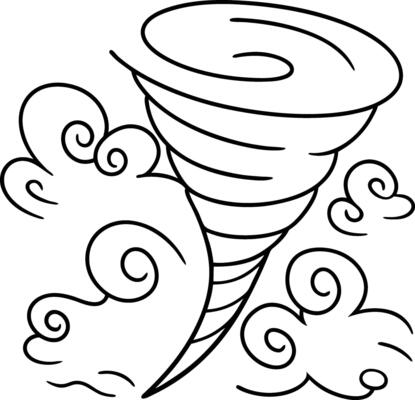Educational Tornado Coloring Page for Learning About Storms