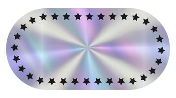 Holographic empty rectangular Sticker with stars pattern. Hologram label in retro style with place for your text. Simple long horizontal geometric shape with rainbow color. Rainbow Tag. vector