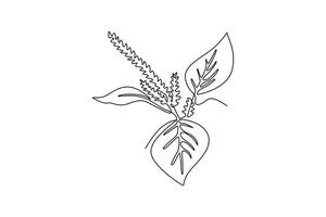 Single continuous line drawing beauty fresh amaranthus for home wall decor art print. Decorative amaranth flower concept for wedding invitation card. One line draw graphic design illustration vector