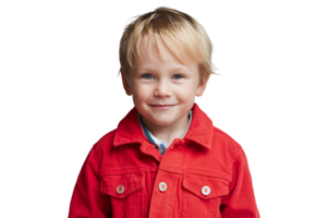 Adorable Toddler in Red Jacket Studio Portrait on transparent background png