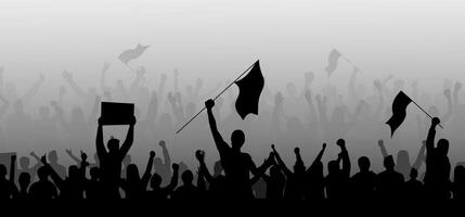 Protest crowd holding up placard vector