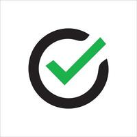 Approval check icon isolated, set quality sign, green tick vector